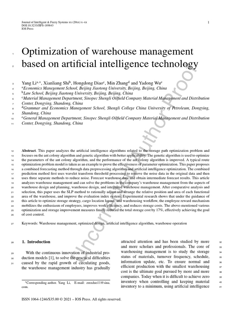 AI-Driven Warehouse Management Optimization | PDF | Warehouse | Logistics