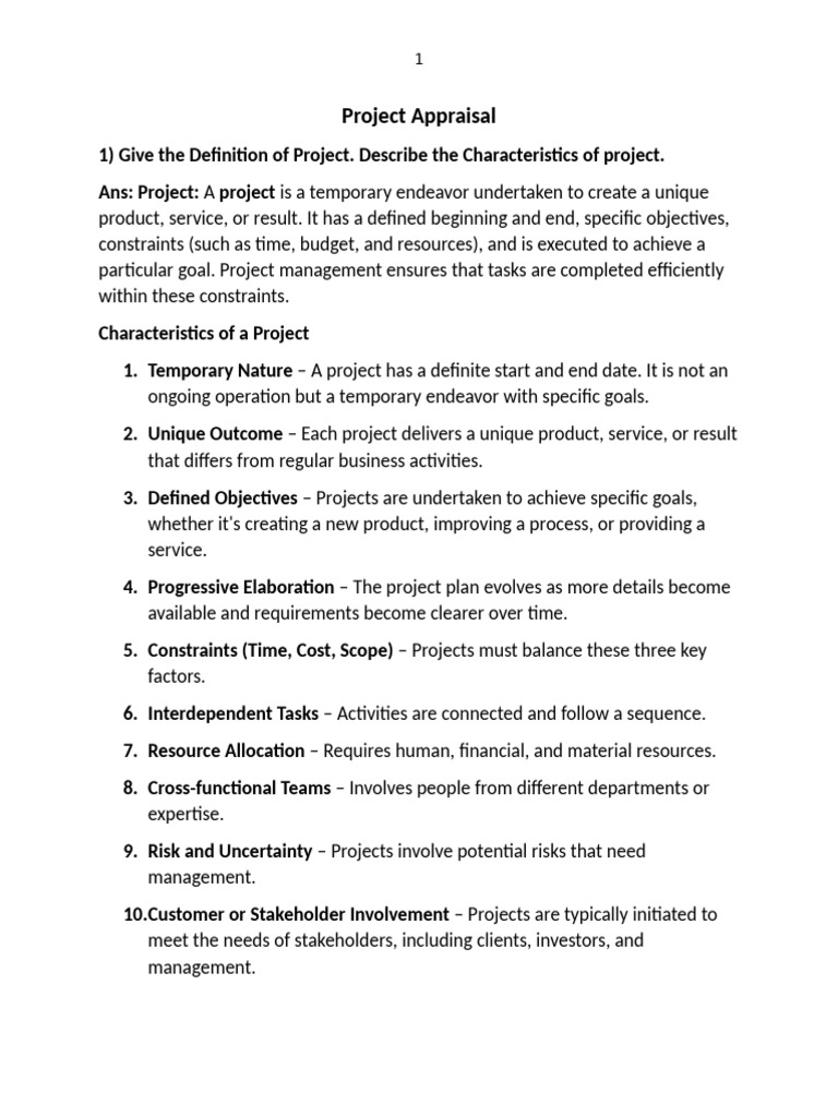 Project Appraisal 0 MNGMNT Mid XM Note | PDF | Project Management ...