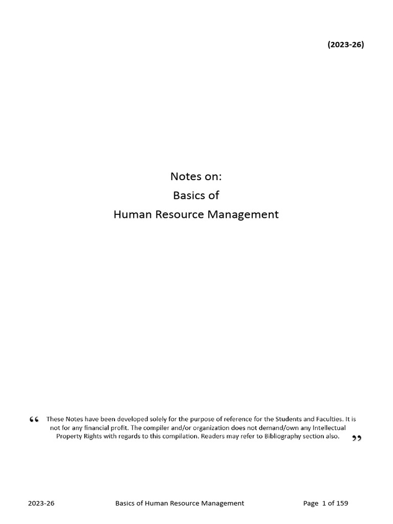 Basics of Human Resource Management | PDF | Human Resource Management ...