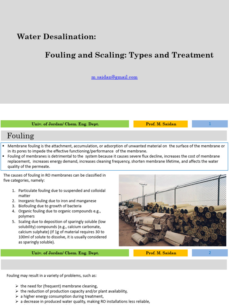 Scaling vs. Fouling in RO Membranes | PDF | Membrane | Water