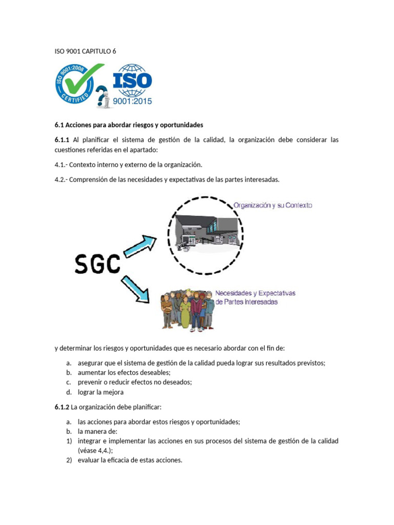 Riesgos y Oportunidades en ISO 9001 | PDF | Sistema de manejo de ...