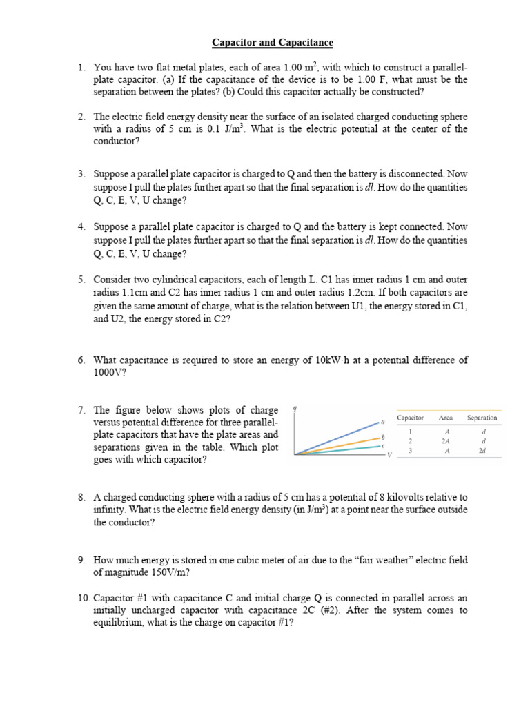 Capacitor Basics and Energy Calculations | PDF