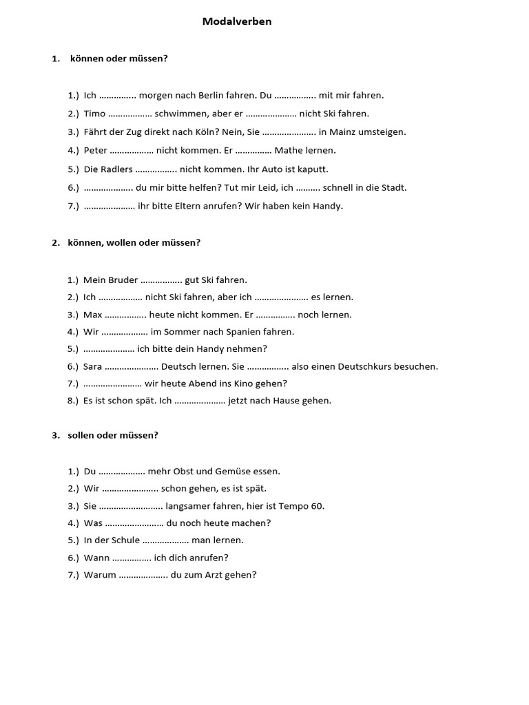 Modalverben 1 | PDF