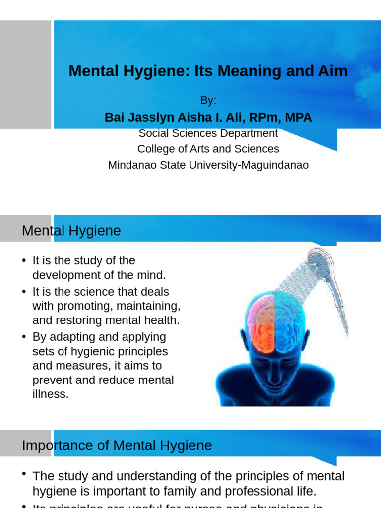Lesson1 Mental Hygiene Its Meaning and Aim | PDF | Mental Health | Mind