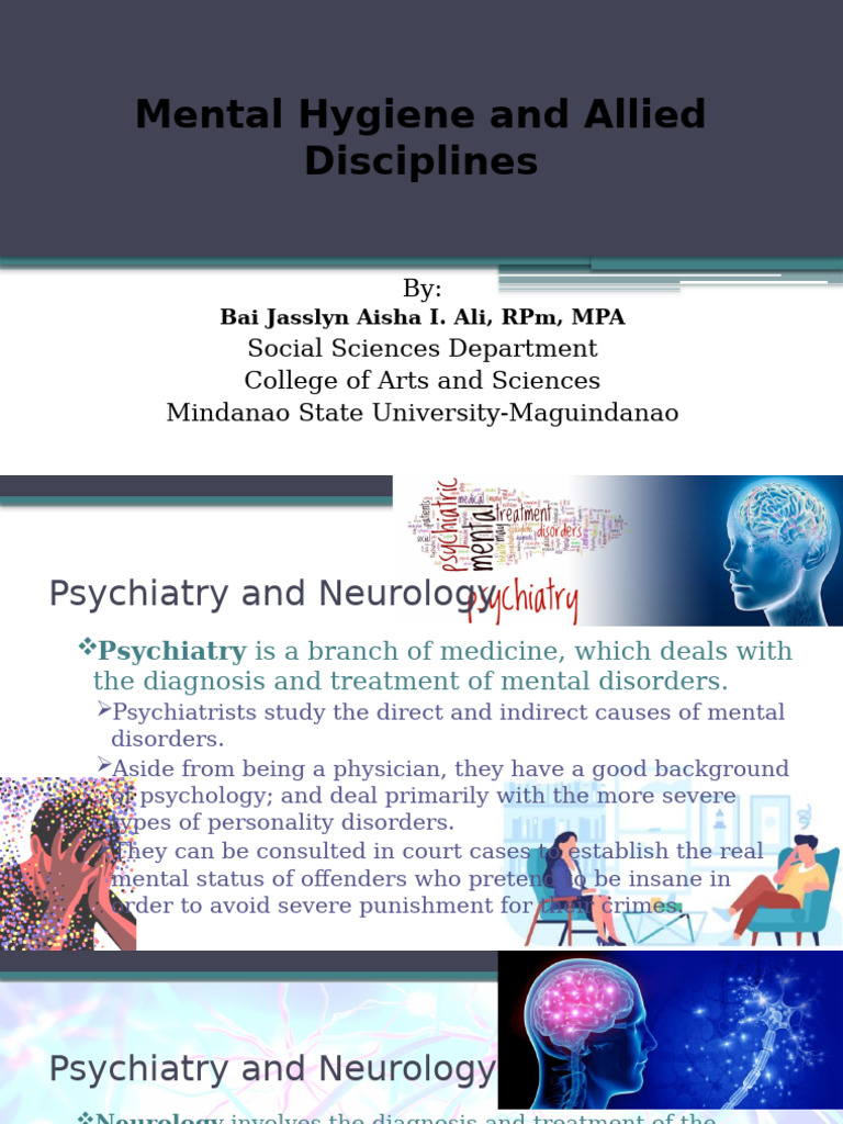 Lesson2 Mental Hygiene and Allied Disciplines | PDF | Psychiatry ...