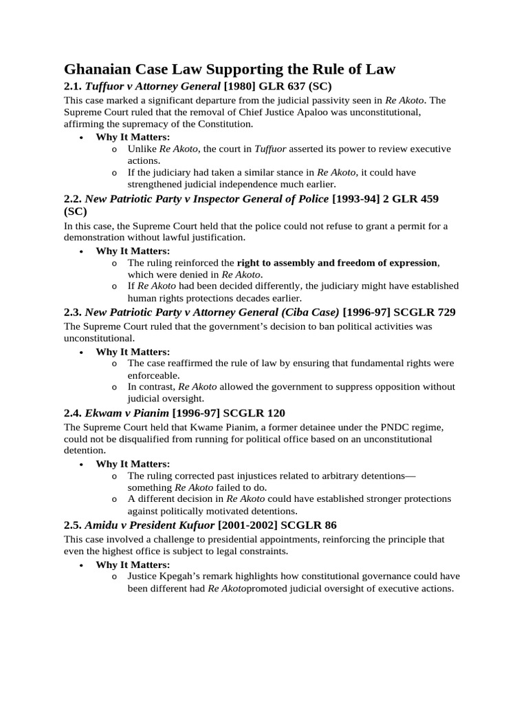 Ghanaian Case Law on Rule of Law | PDF