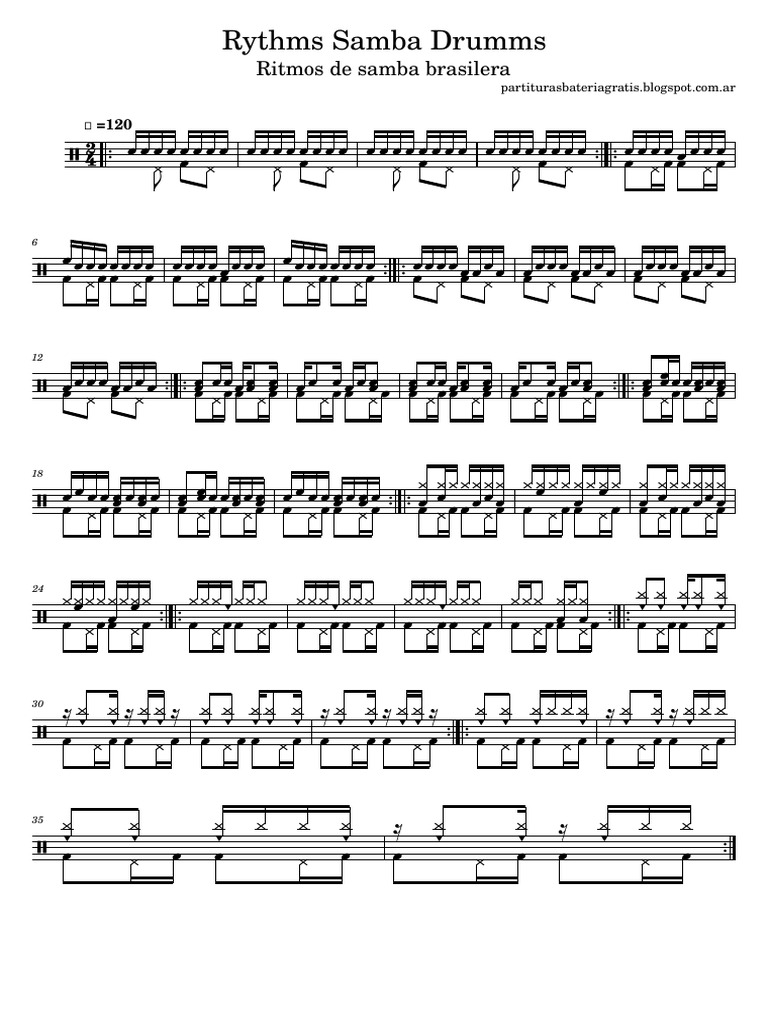 Samba Drum Patterns Guide | PDF