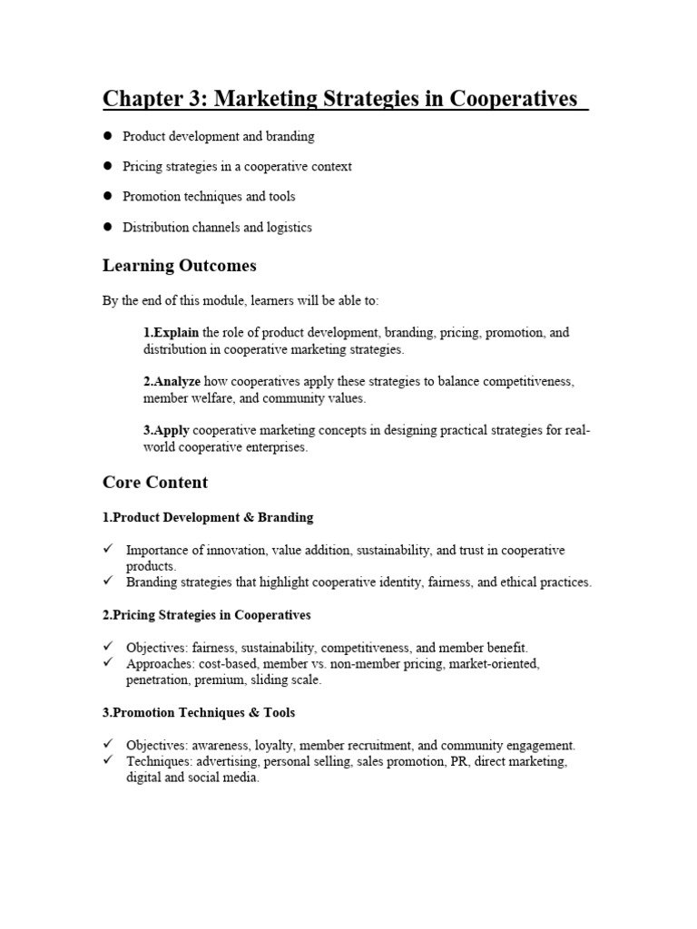 Sustainable Marketing Strategies for Cooperatives | PDF | Pricing ...