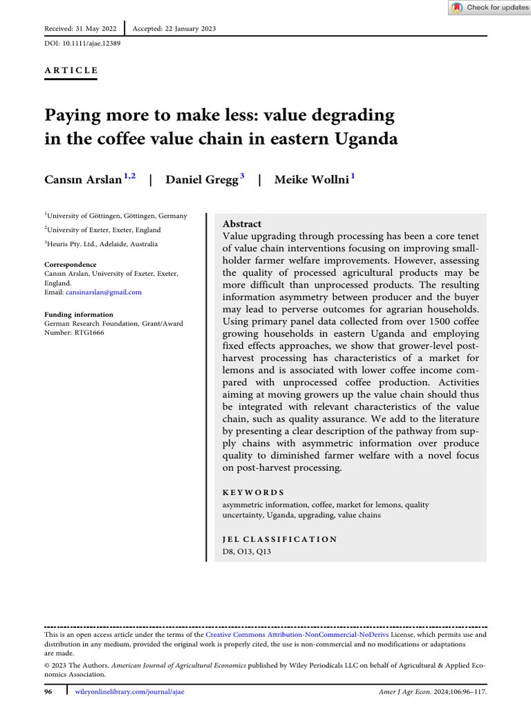 Paying More To Make Less Value Degrading in The Coffee Value Chain in ...
