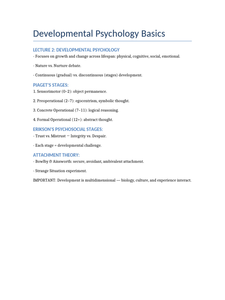 Developmental Psychology Overview | PDF