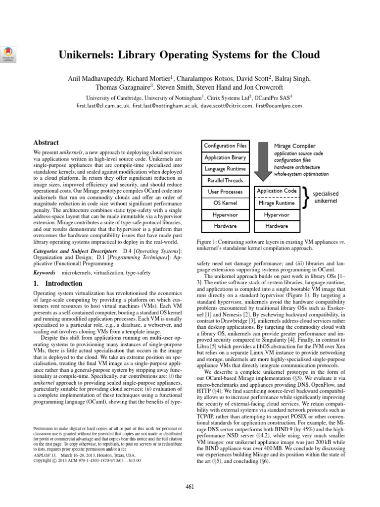 2013 - ASPLOS - Unikernels-Library Operating Systems For The Cloud ...