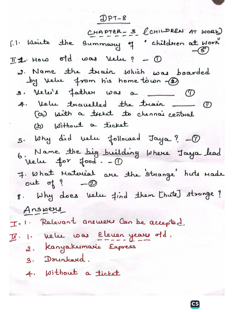 English Class VIII DPT 8 Answer Key | PDF