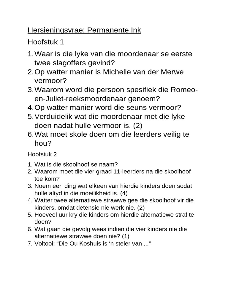 Hersieningsvrae | PDF