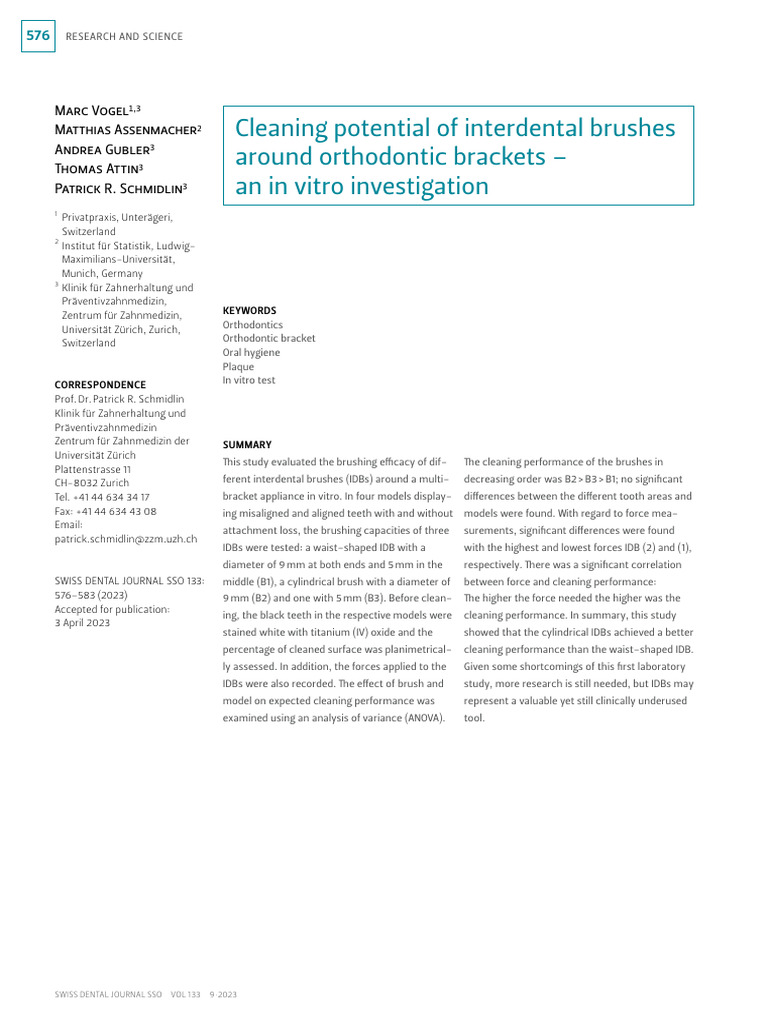 Efficacy of Interdental Brushes in Orthodontics | PDF | Oral Hygiene ...