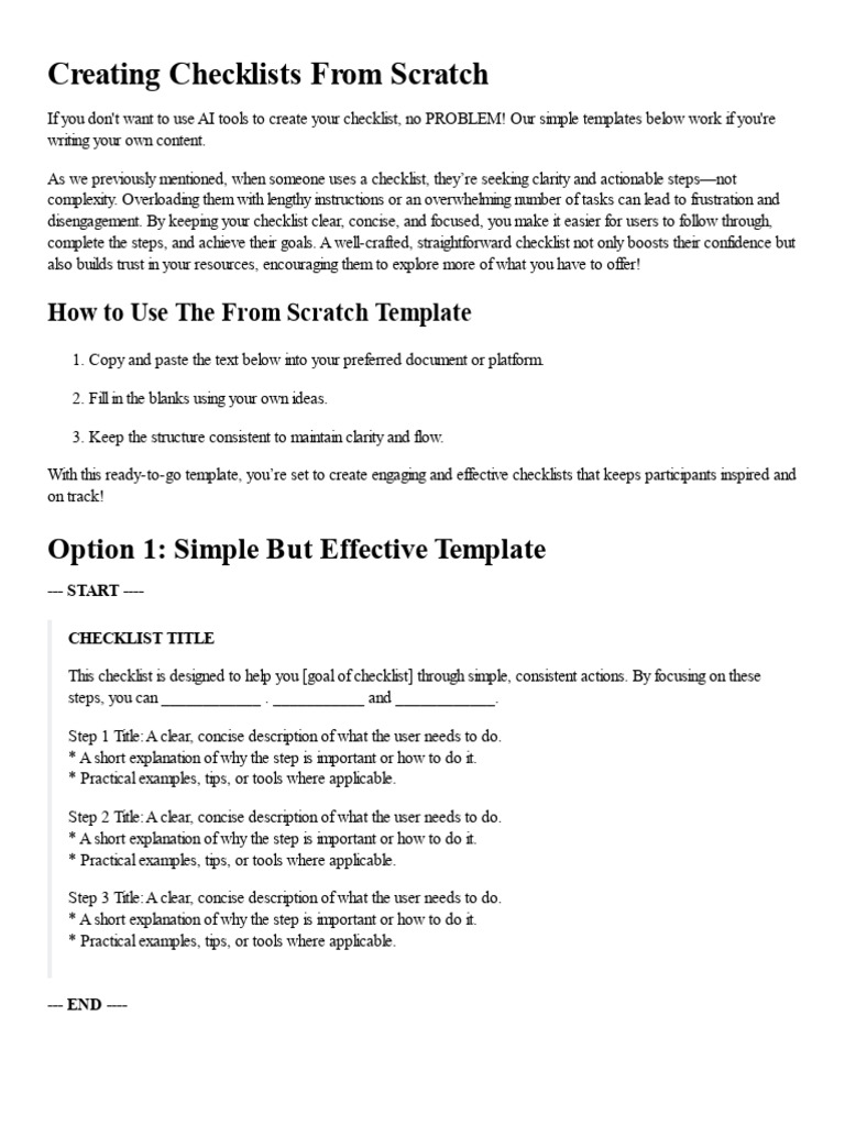 How to Create Effective Checklists | PDF | Goal