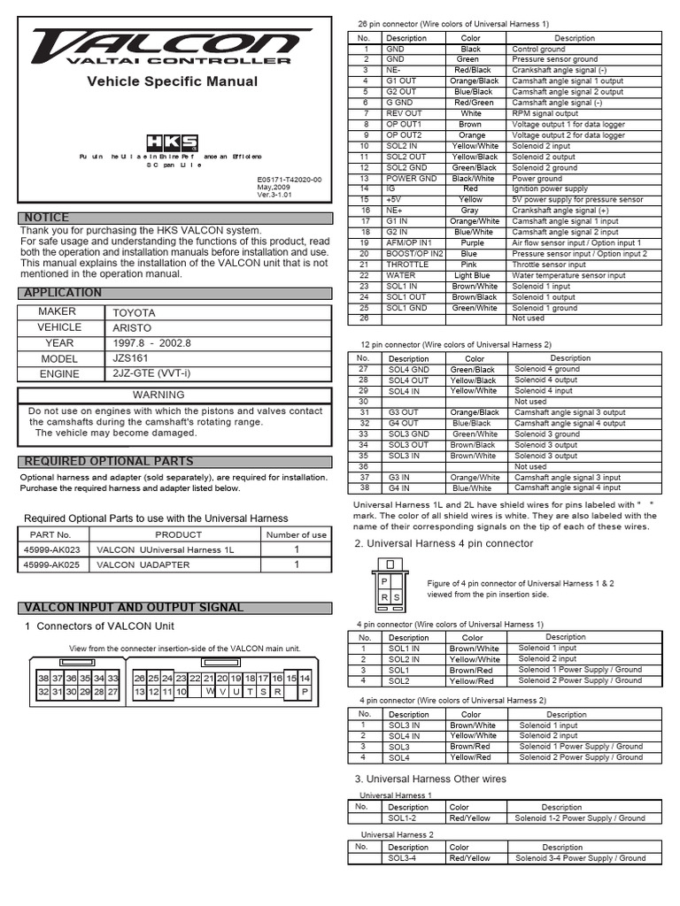 HKS VALCON Installation Guide for JZS161 | PDF | Electrical Connector ...