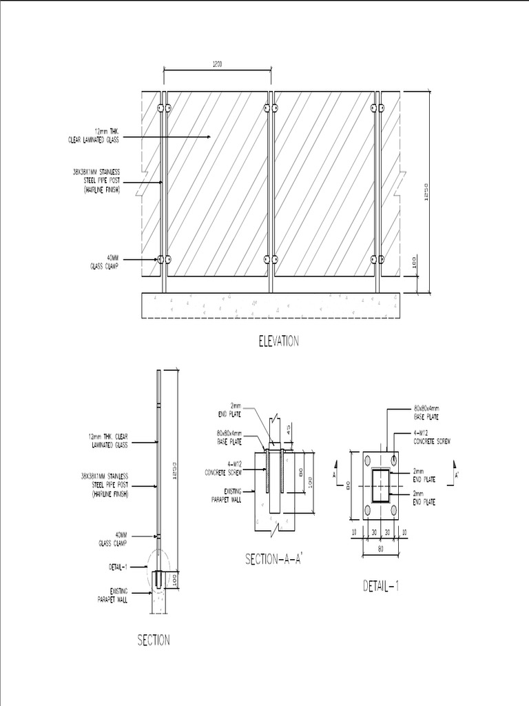 Glass Railings Drawings | PDF