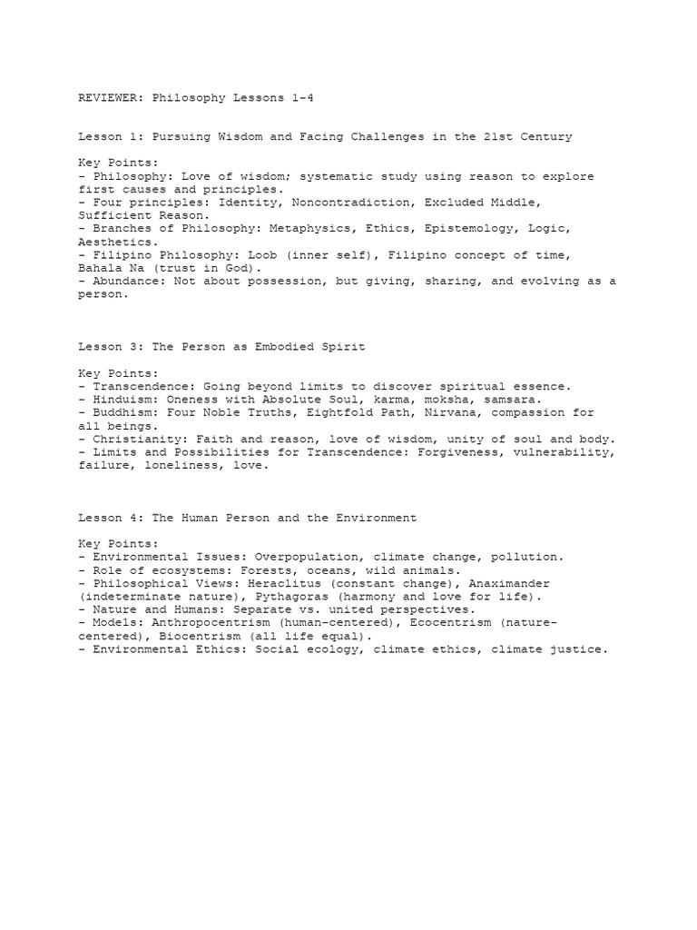 Philosophy Lessons Reviewer | PDF