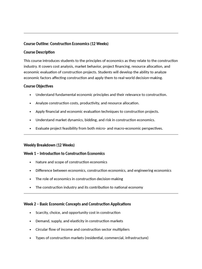 Construction Economics Course Overview | PDF | Economics | Net Present ...