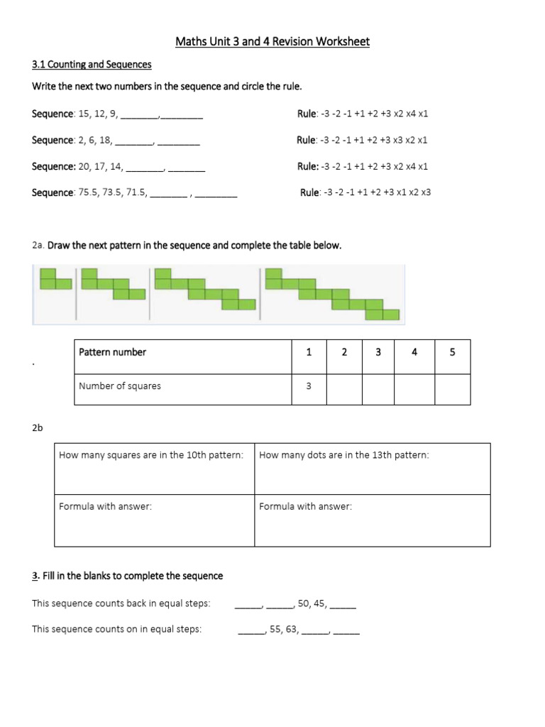 Fill in Missing Numbers in Sequences | PDF | Chess | Arithmetic