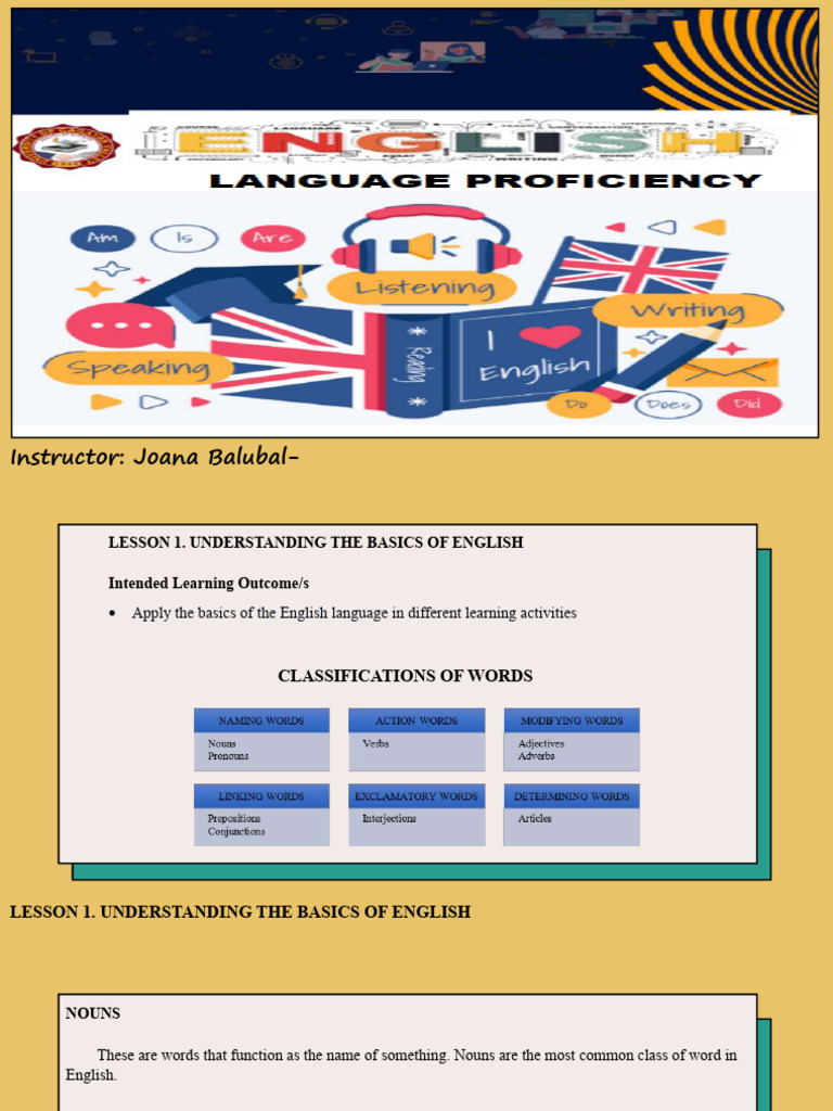Basics of English Grammar Explained | PDF | Verb | Pronoun