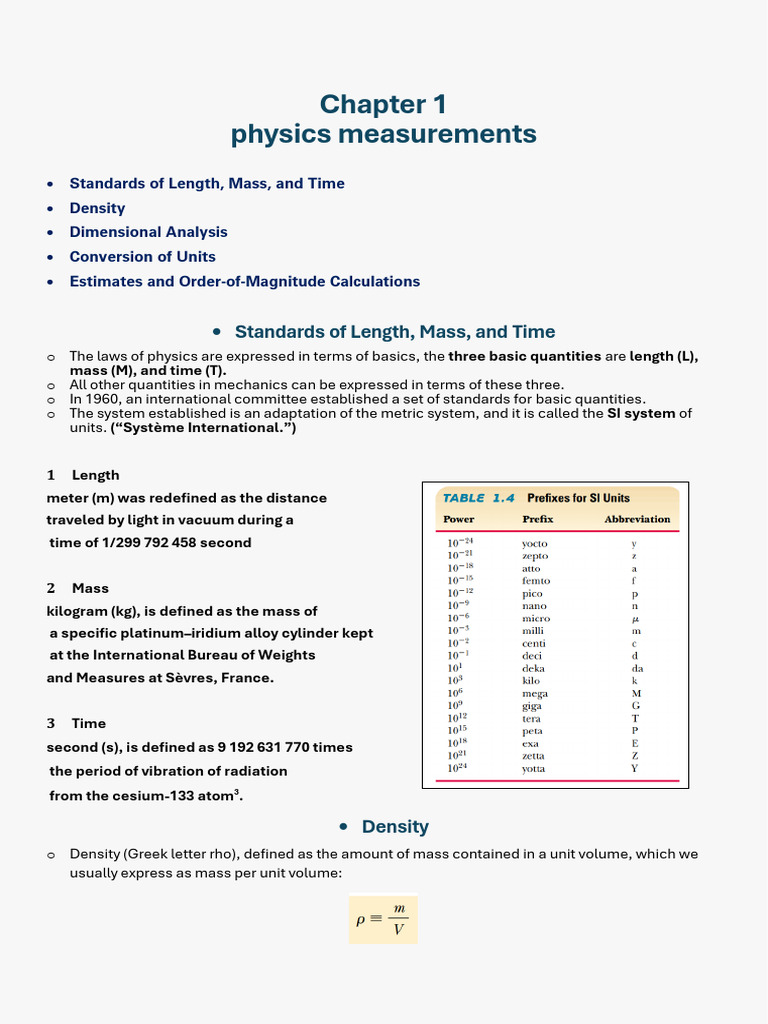 Physics Measurements and Standards Guide | PDF