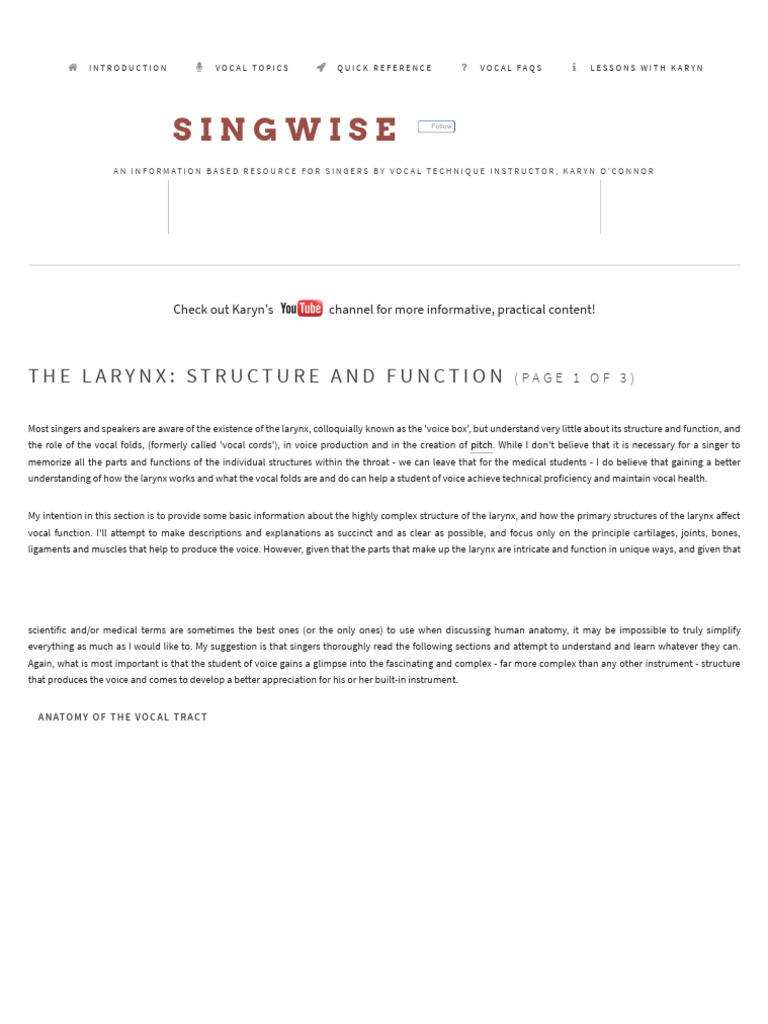 The Larynx 1 - Further Reading | PDF | Larynx | Human Anatomy