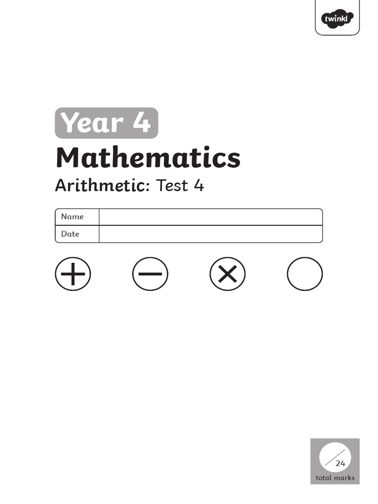 Year 4 Arithmetic Test 4 Answers | PDF