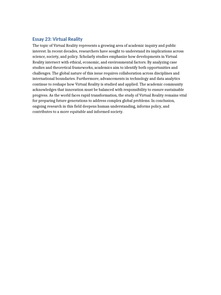 Exploring Virtual Reality's Impact | PDF