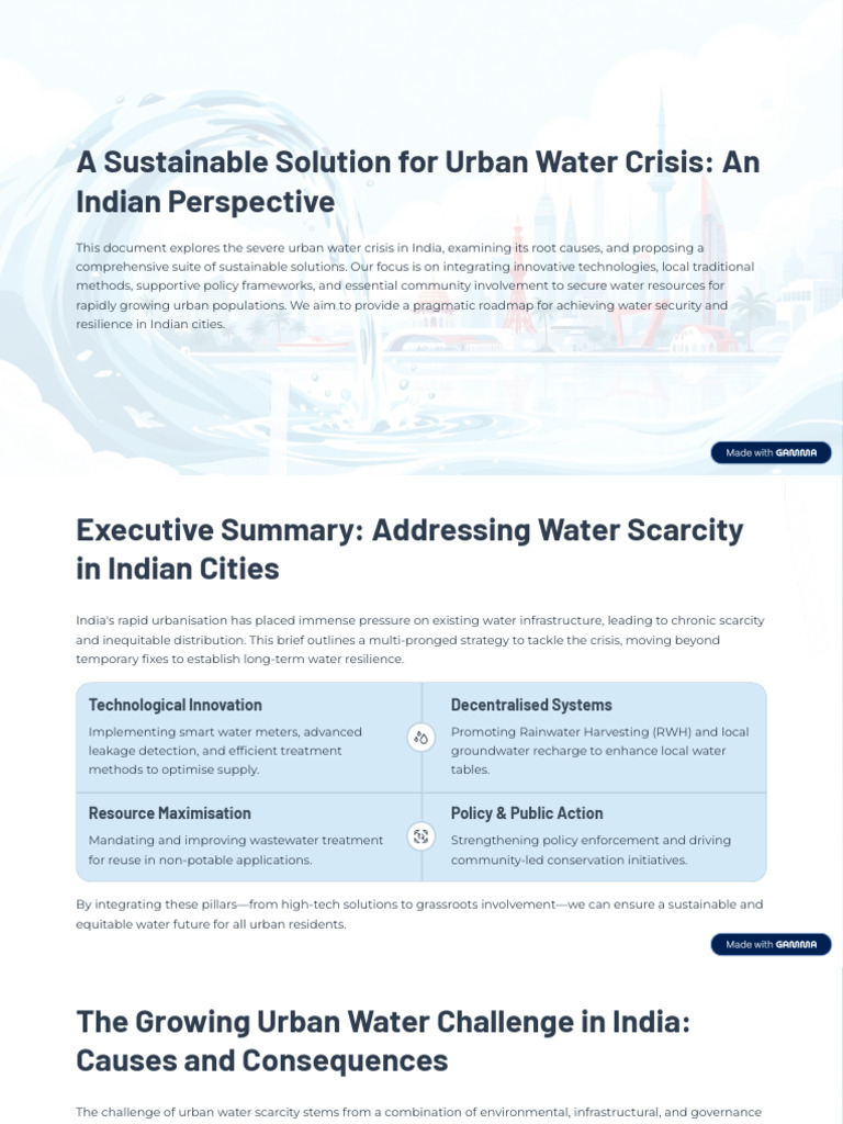 A Sustainable Solution For Urban Water Crisis An Indian Perspective ...