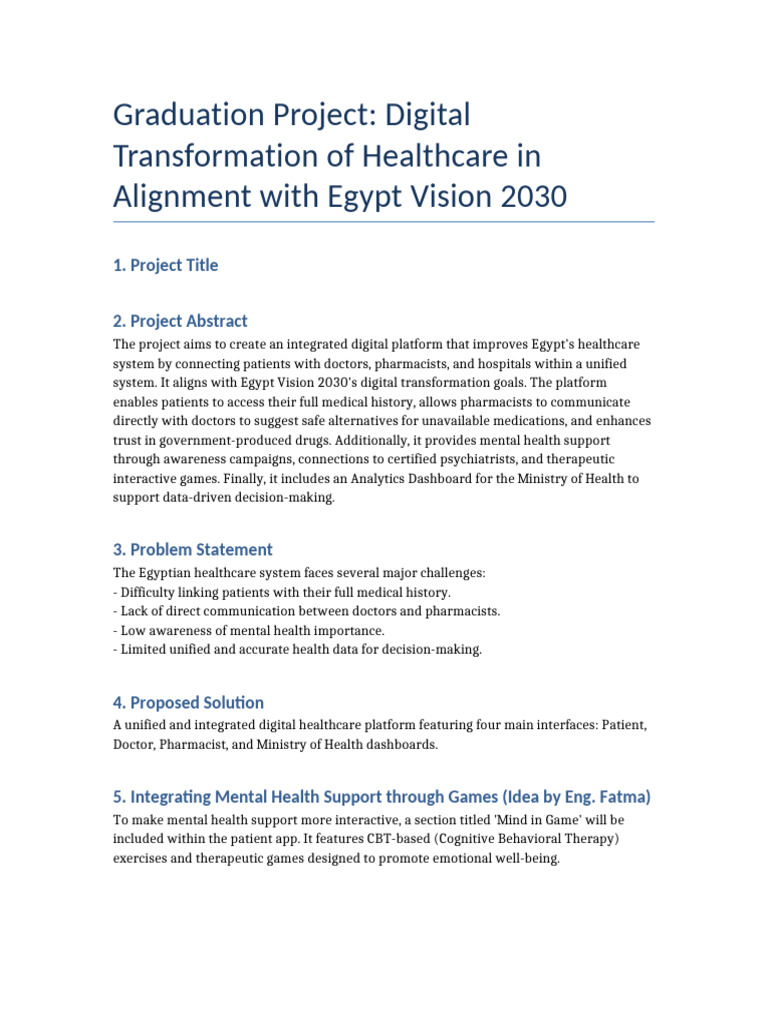 Digital Healthcare Transformation in Egypt | PDF | Mental Health ...