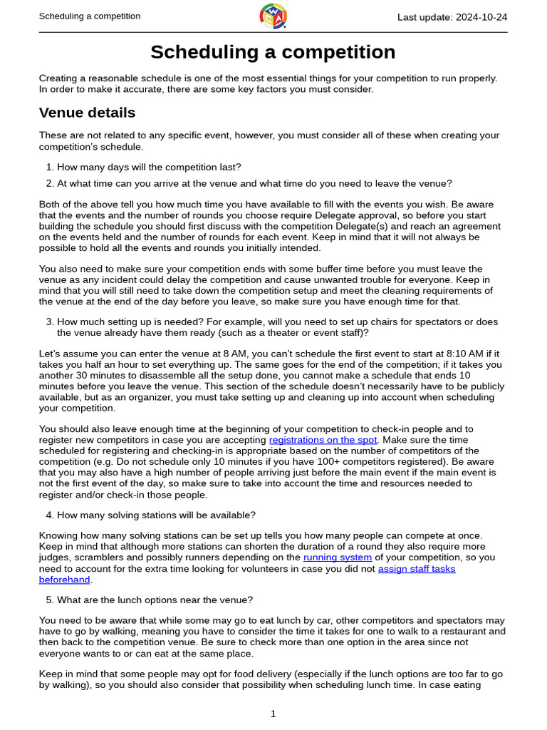 Essential Guide to Competition Scheduling | PDF