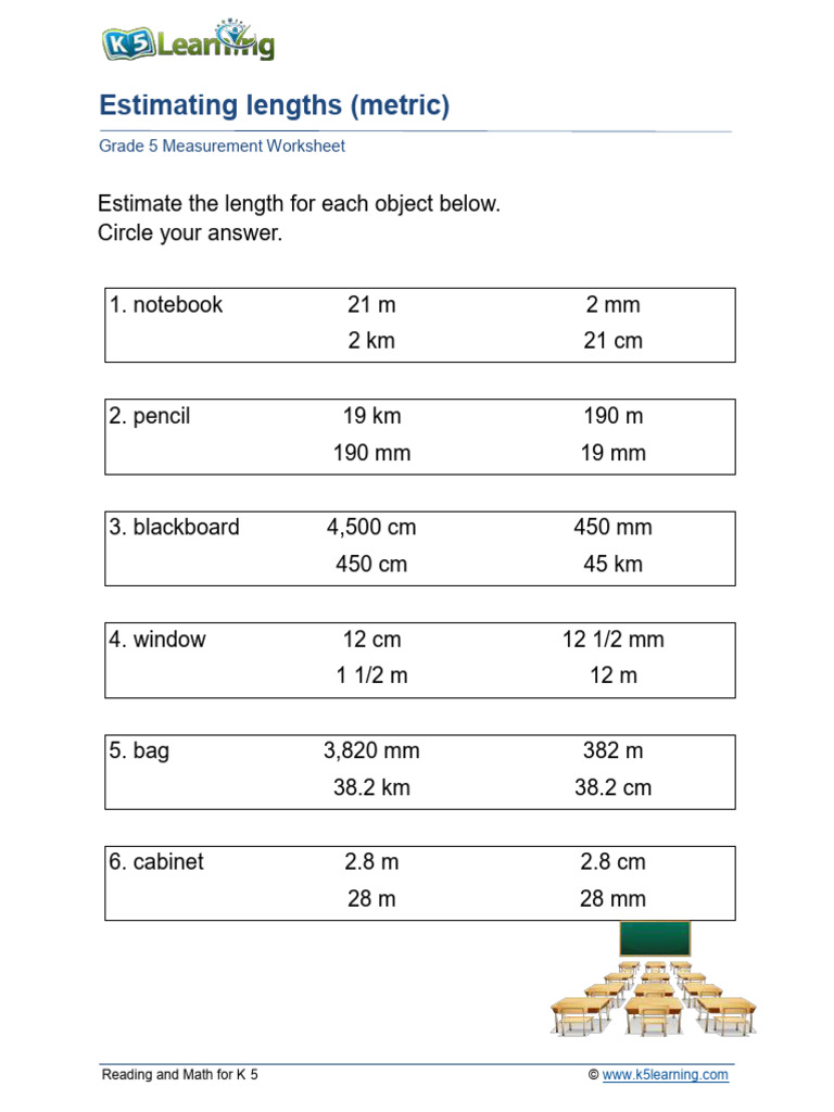 K-5 Measurement Estimation Worksheet | PDF