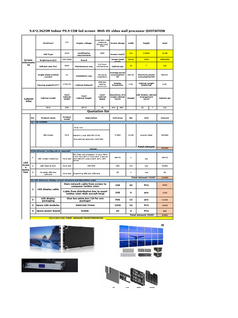 Indoor P0.9 COB LED Screen Quotation | PDF | Personal Computers ...