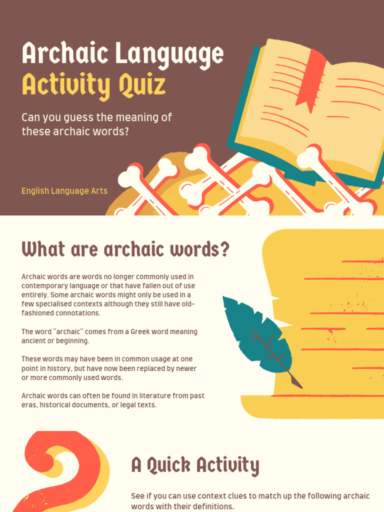 Archaic Words Quiz and Definitions | PDF | Part Of Speech | Linguistics