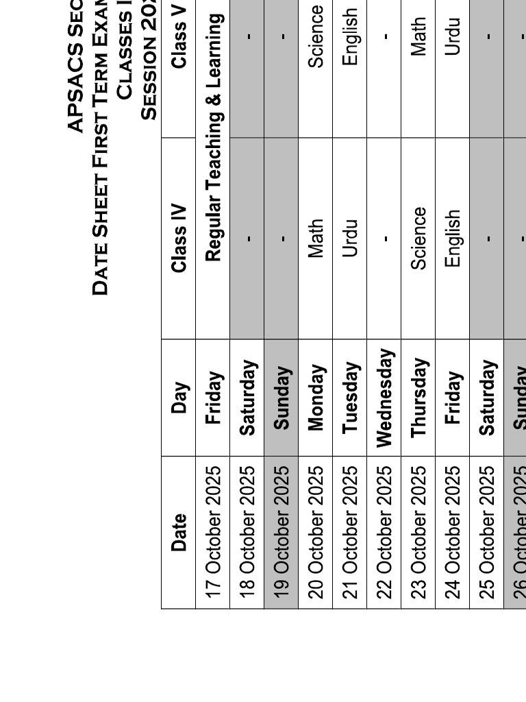 PDF Date Sheet | PDF