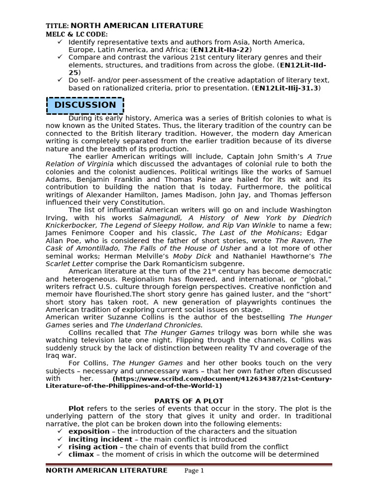 North American Literature Overview | PDF | The Hunger Games | Plot ...