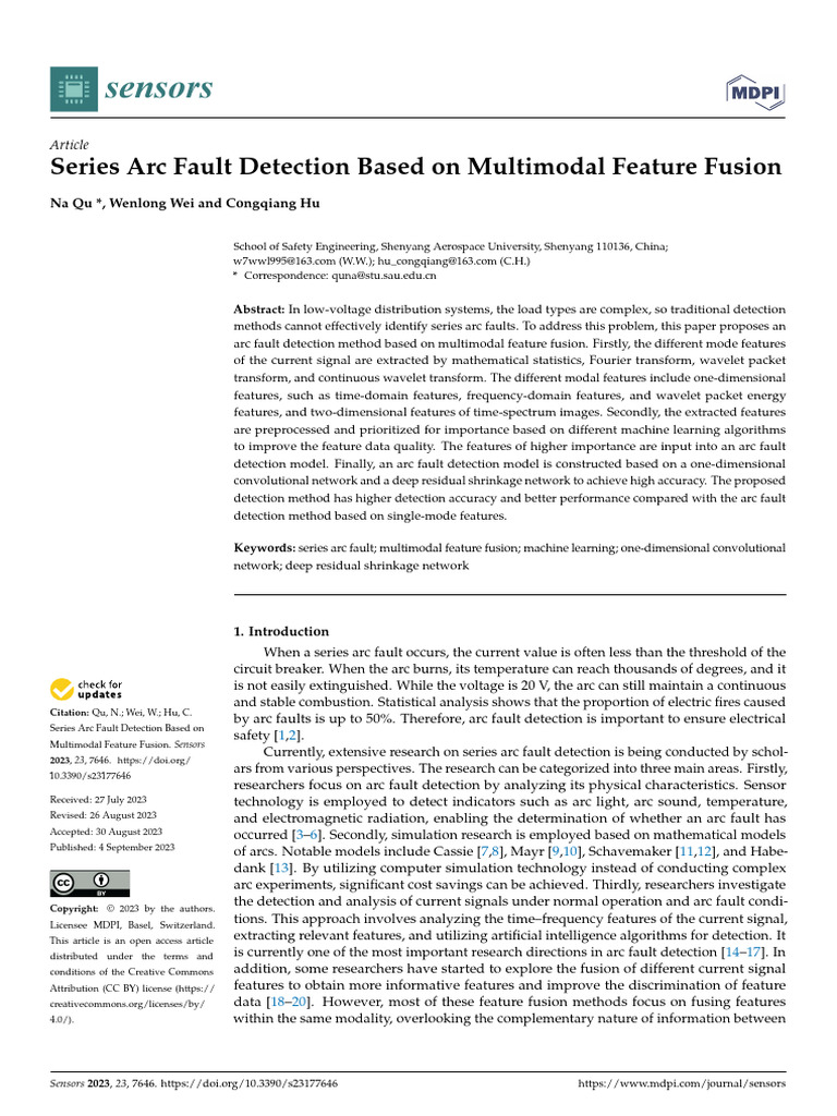 Series Arc Fault Detection Based On Multimodal Feature Fusion - 2023 ...