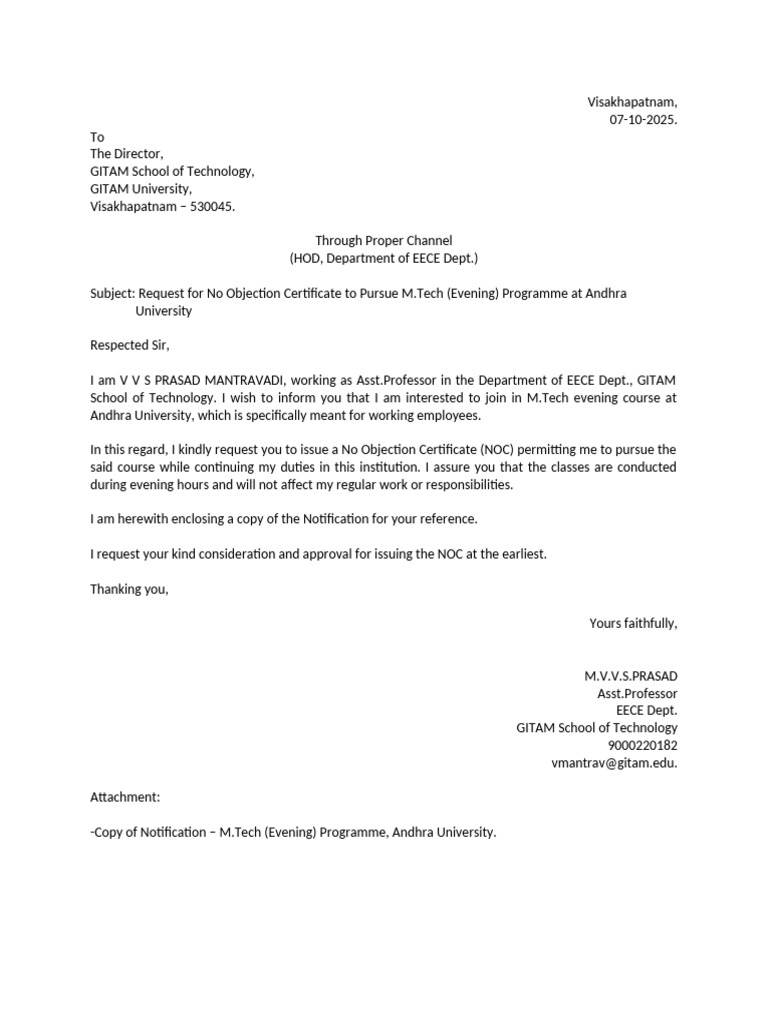 Letter NOC | PDF