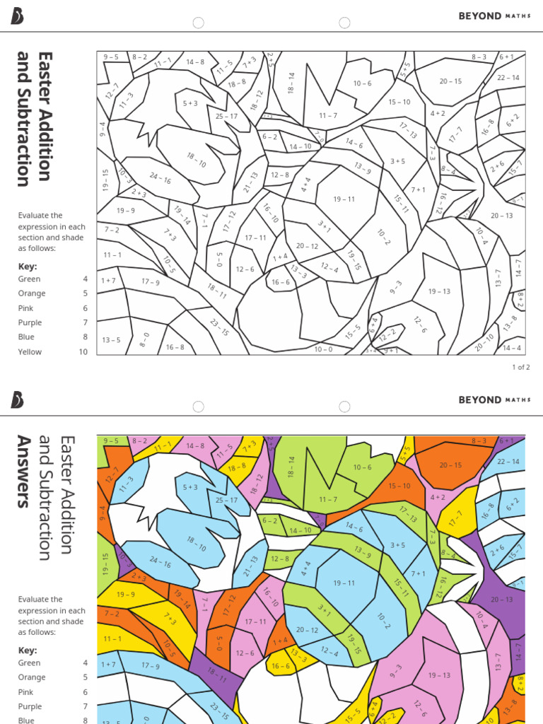 Addition and Subtraction - Colour by Number - Lower Ability | PDF
