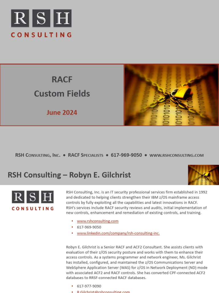 RACF Custom Fields Overview Guide | PDF | Databases | Computing