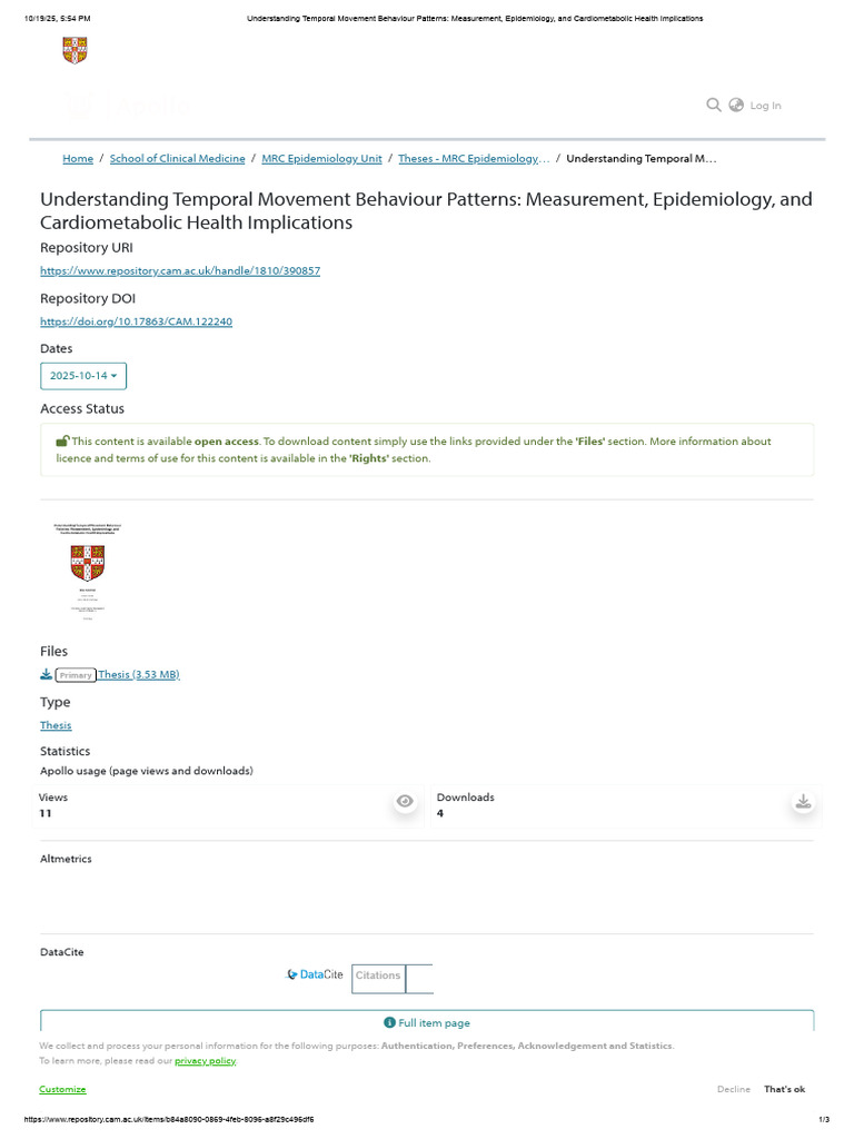 Temporal Movement Patterns and Health | PDF | Anesthesia | Epidemiology
