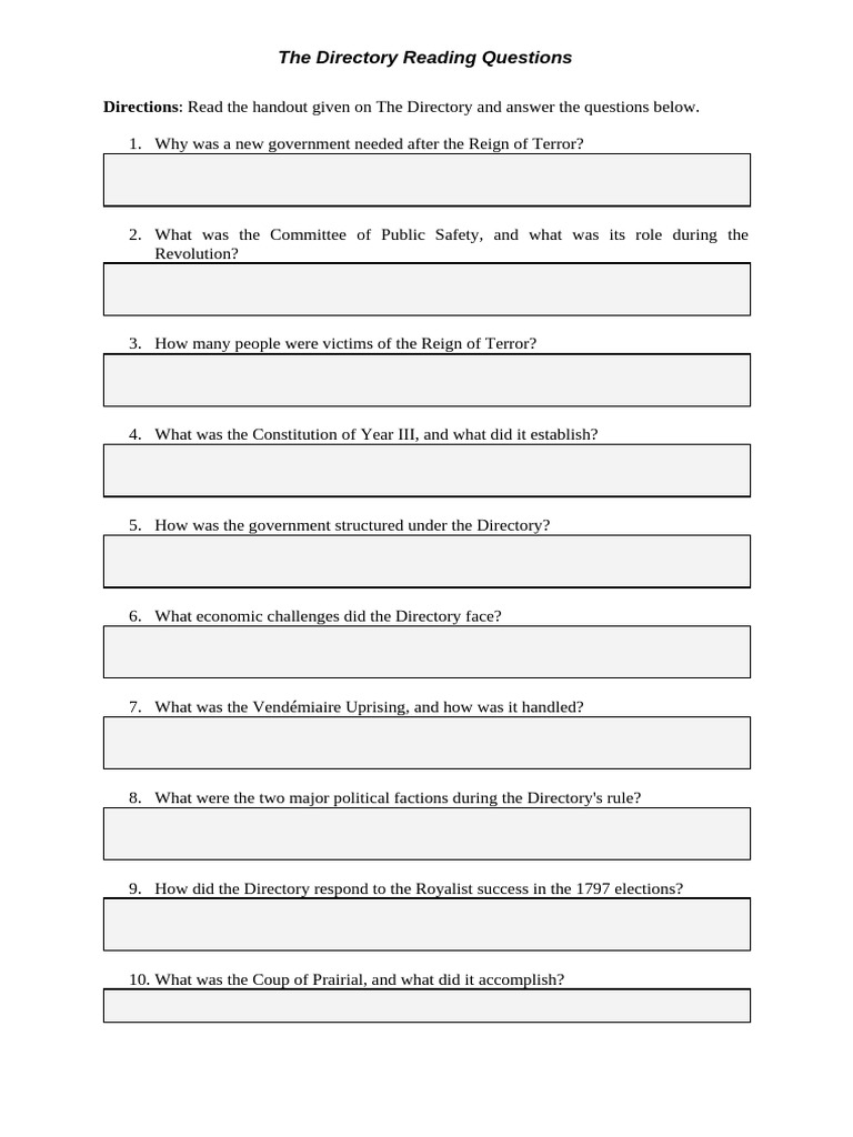 The Directory Reading Questions | PDF