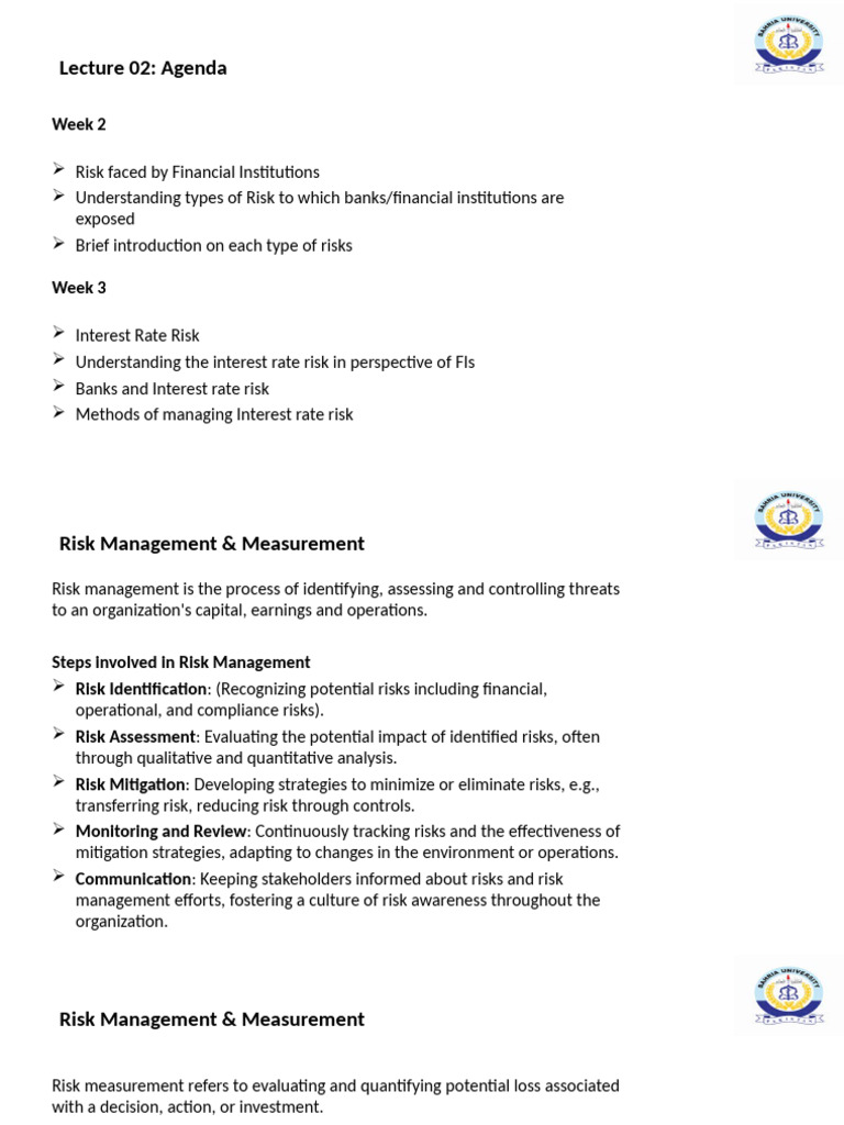 Risks in Financial Institutions Explained | PDF | Risk | Risk Management
