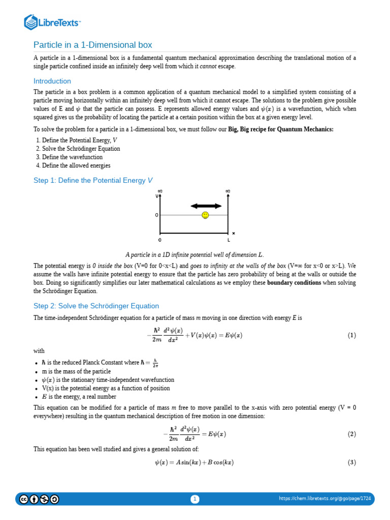 Particle in A 1-d Box Part 3 | PDF | Wave Function | Schrödinger Equation