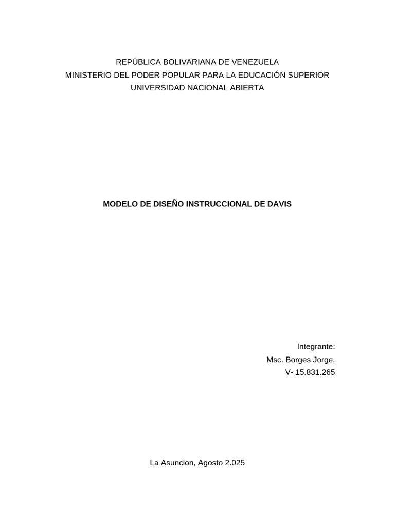 Modelo de Diseño Instruccional de Davis | PDF | Aprendizaje | Diseño ...