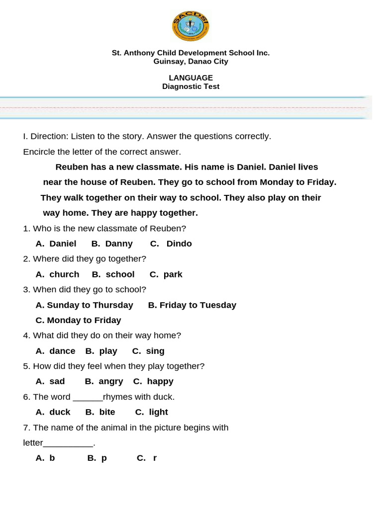St. Anthony Child Development Test | PDF