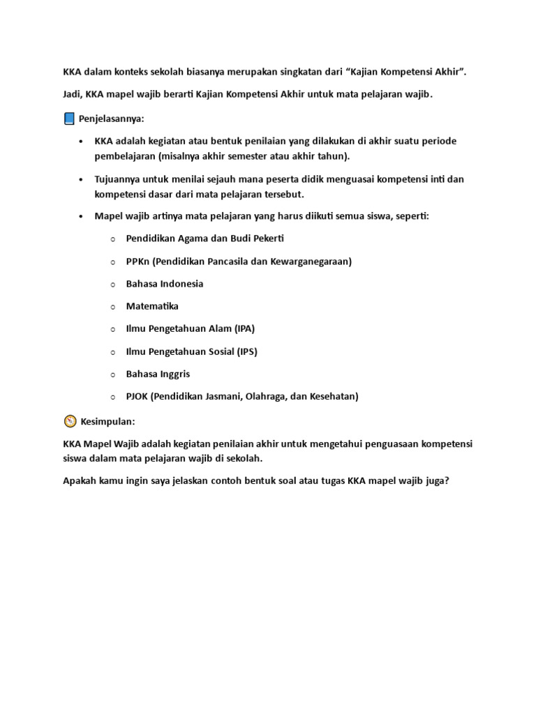 KKA Dalam Konteks Sekolah Biasanya Merupakan Singkatan Dari | PDF