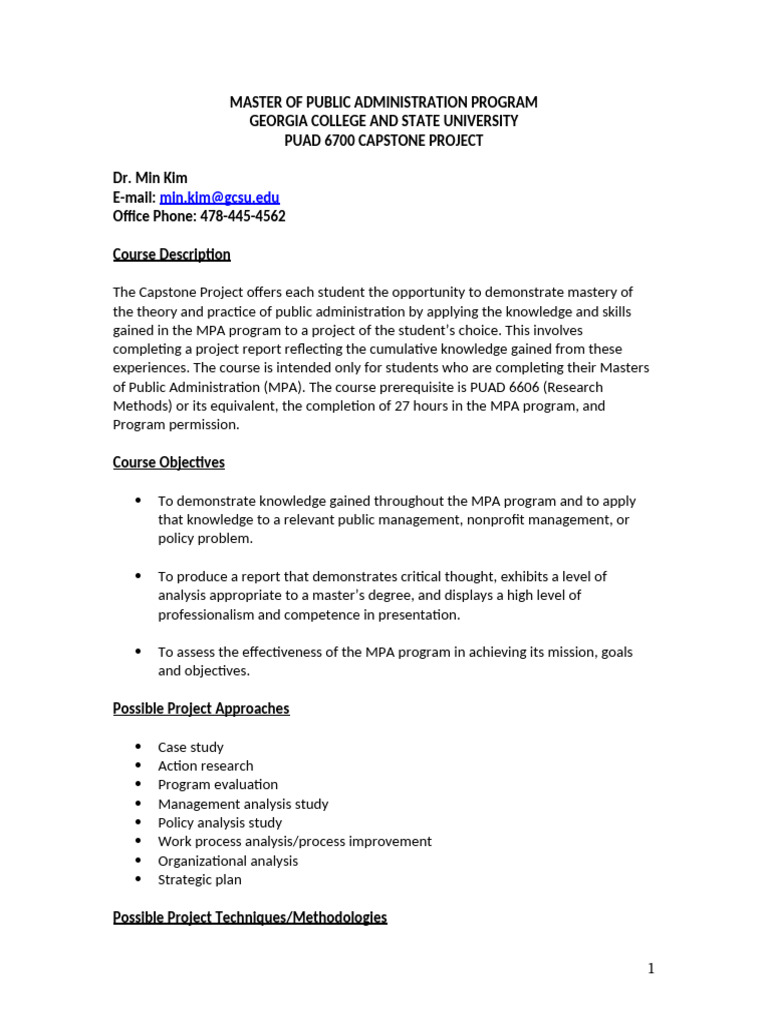 MPA Capstone Project Guidelines | PDF | Methodology | Public Administration