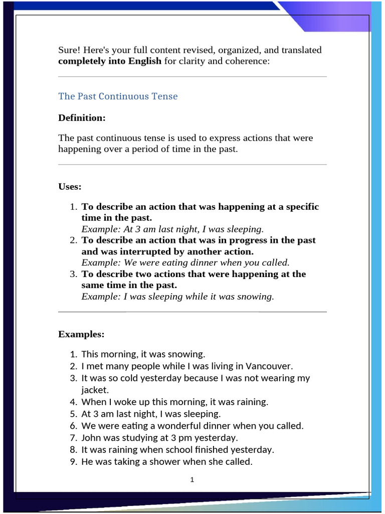 English - Lec4 - Past Continuous Tense | PDF